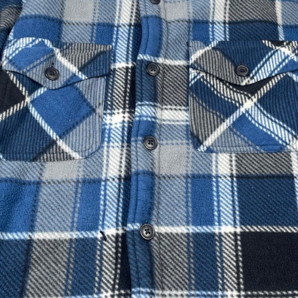 Freedom Foundry Mens Flannel Shirt Jacket Sherpa Lined Blue Plaid Medium - Picture 7 of 9
